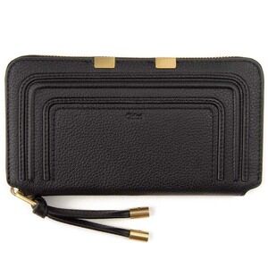 Chloe MARCIE round zipper long wallet black
